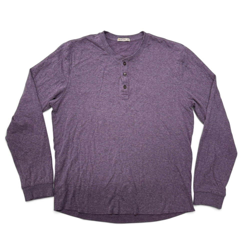Marine Layer Mens Purple Heather Long Sleeve Henley Shirt 15475 Size M/L